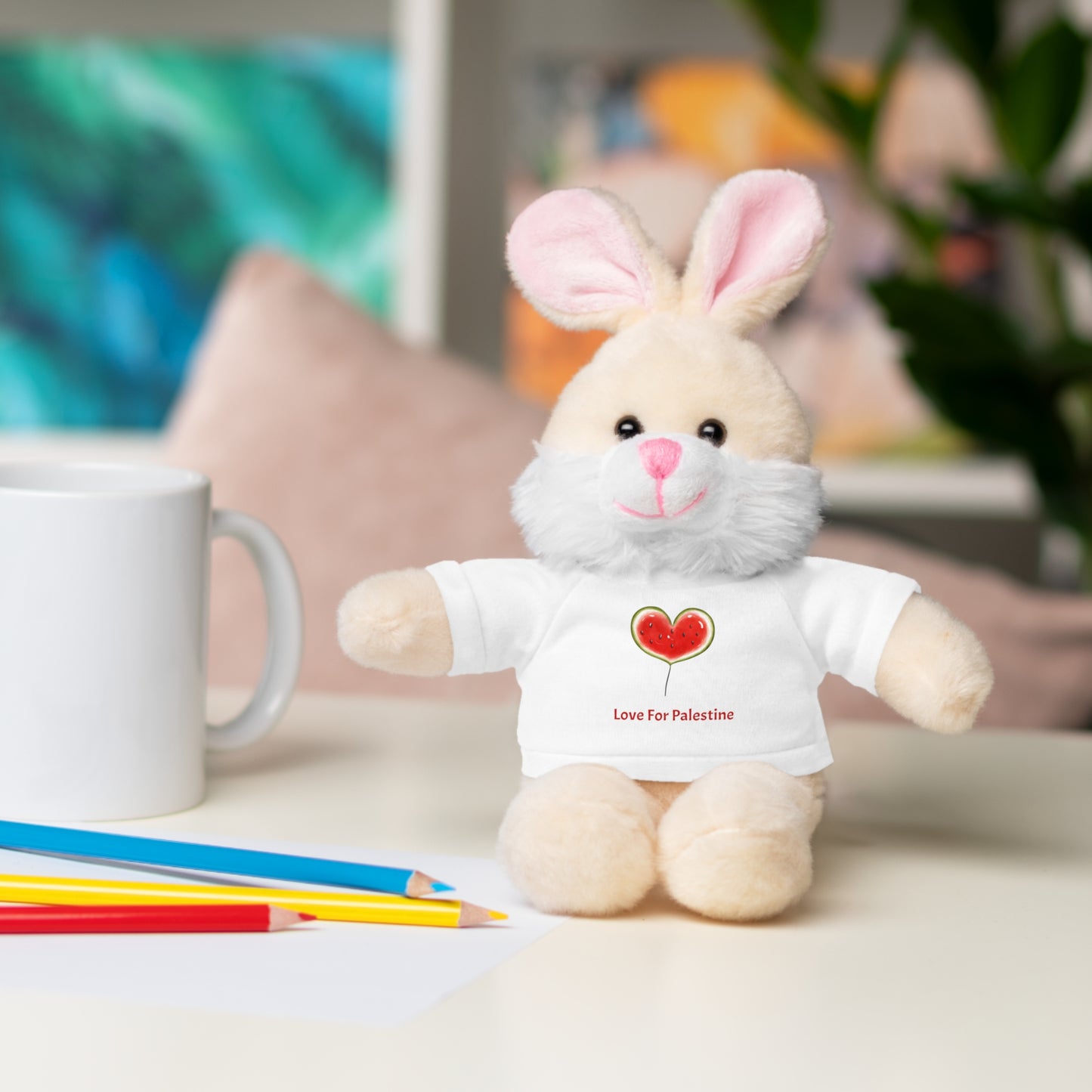 Stuffed Animal Gift with Tee | Love For Palestine Bear, Cute Plush Toy, Cuddle Buddy, Unique Gift for Kids, Love & Friendship