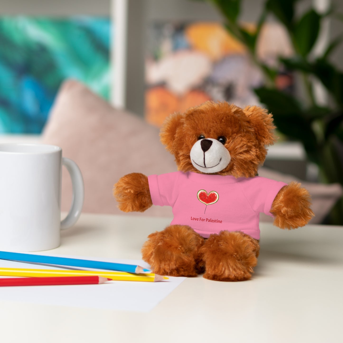 Stuffed Animal Gift with Tee | Love For Palestine Bear, Cute Plush Toy, Cuddle Buddy, Unique Gift for Kids, Love & Friendship