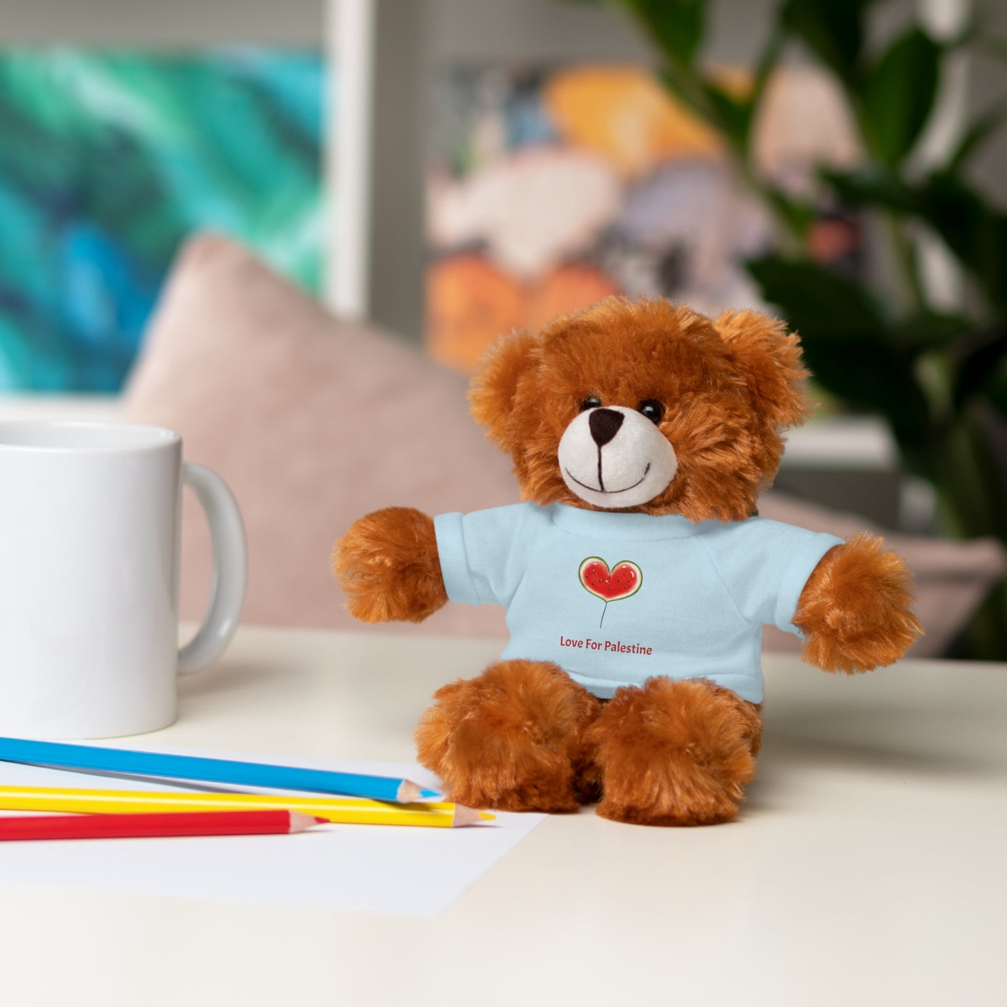 Stuffed Animal Gift with Tee | Love For Palestine Bear, Cute Plush Toy, Cuddle Buddy, Unique Gift for Kids, Love & Friendship