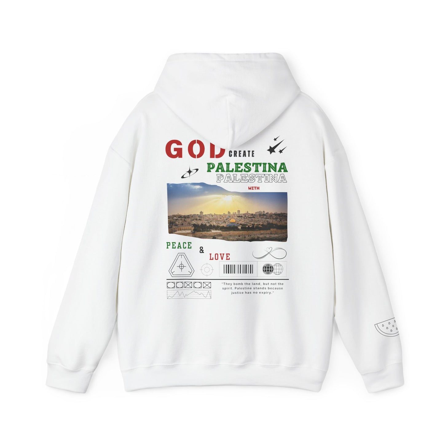 God Creat Palestine With Peace And Love Streetwear Hoodie
