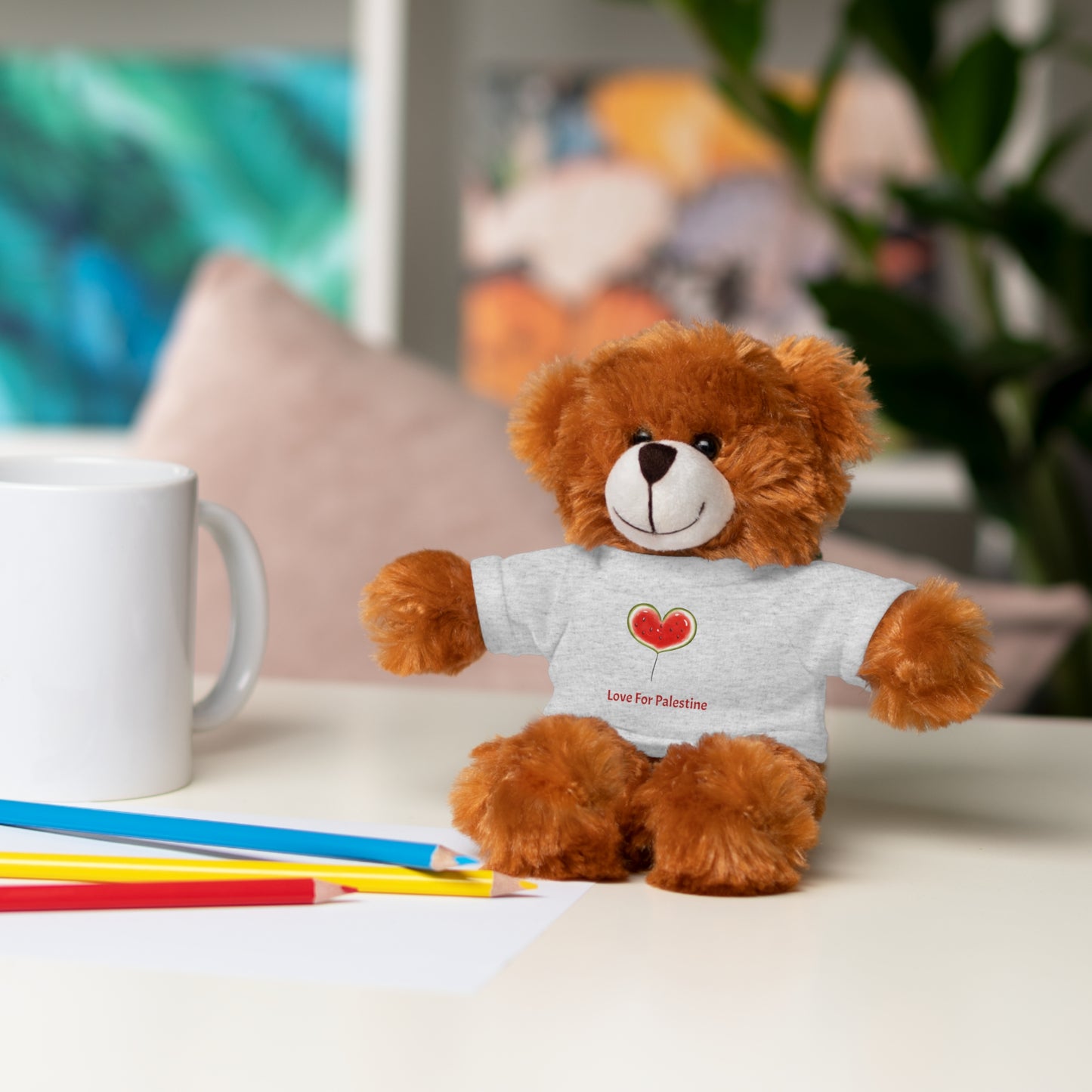 Stuffed Animal Gift with Tee | Love For Palestine Bear, Cute Plush Toy, Cuddle Buddy, Unique Gift for Kids, Love & Friendship