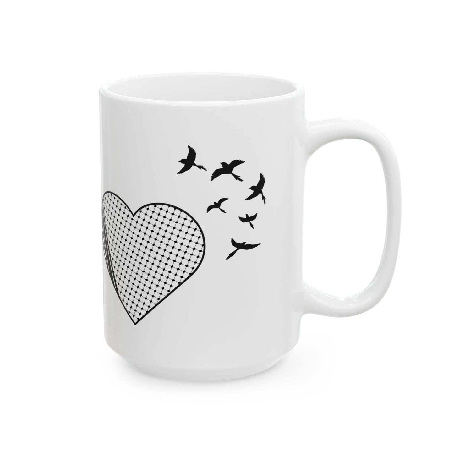 Palestine Love Mug Keffiyeh Pattern & Heart Design