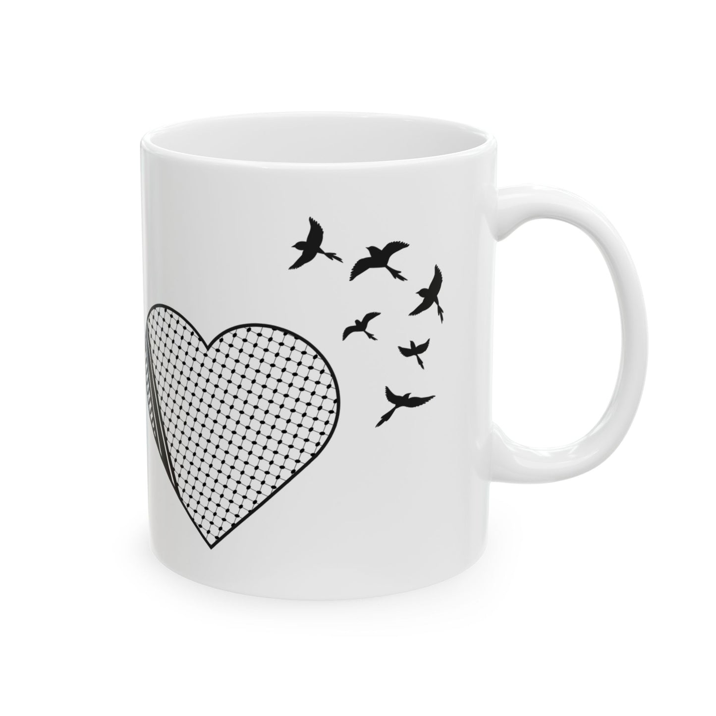 Palestine Love Mug Keffiyeh Pattern & Heart Design