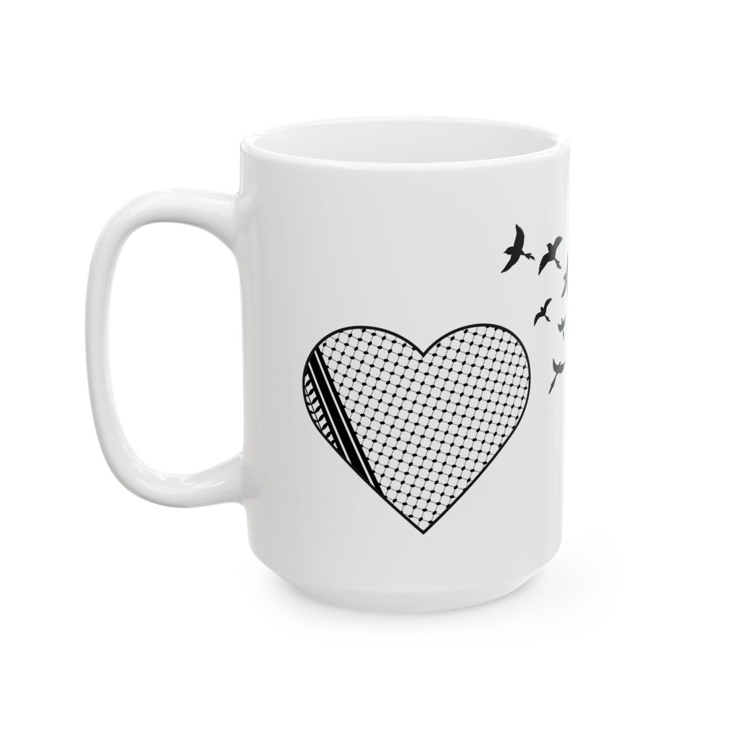 Palestine Love Mug Keffiyeh Pattern & Heart Design