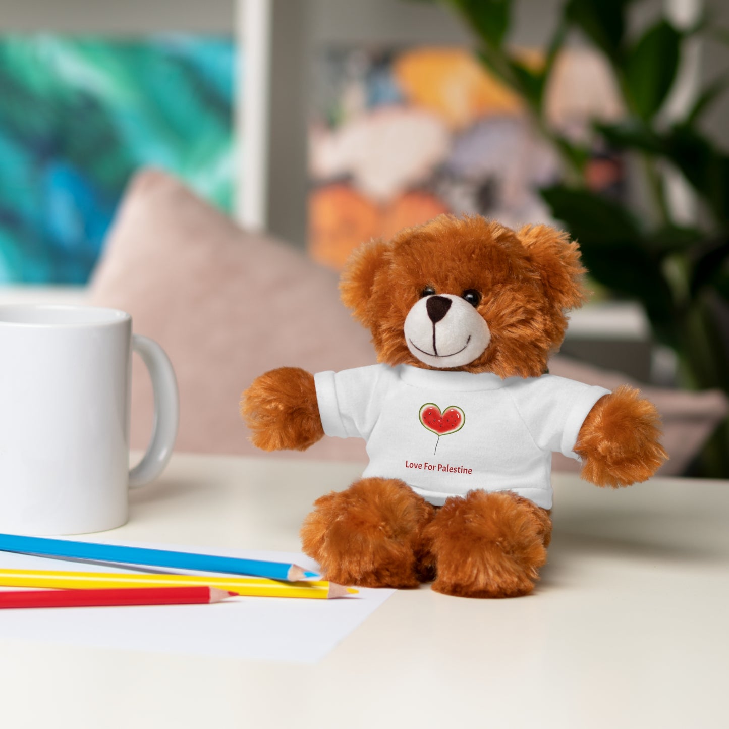 Stuffed Animal Gift with Tee | Love For Palestine Bear, Cute Plush Toy, Cuddle Buddy, Unique Gift for Kids, Love & Friendship