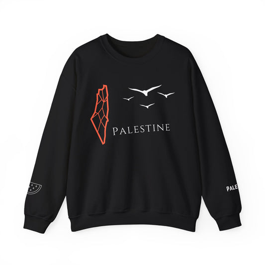 Palestine Map and Birds Sweatshirt Symbol of Hope & Solidarity